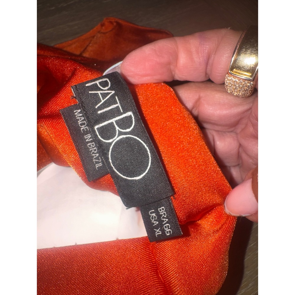 PatBO Burnt Orange Rope Textured Bikini Set High Waist Gold Buckle USA XL - Picture 8 of 9